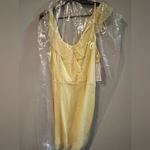 BCX Pale Yellow Ruffle Midi Dress